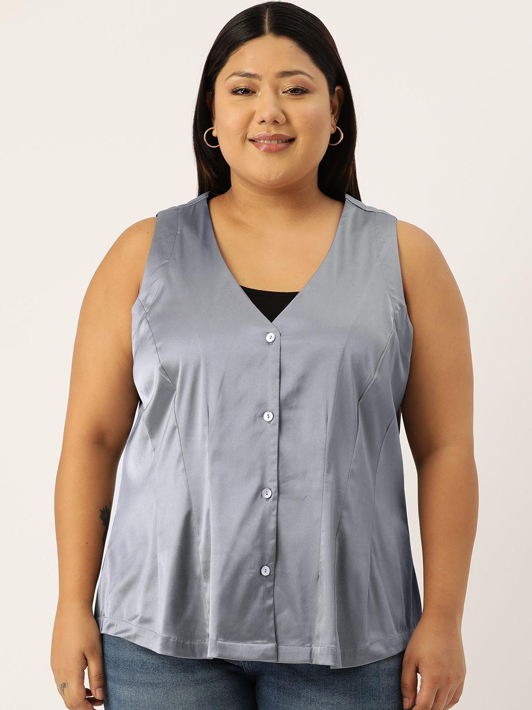 therebelinme plus size satin shirt style top