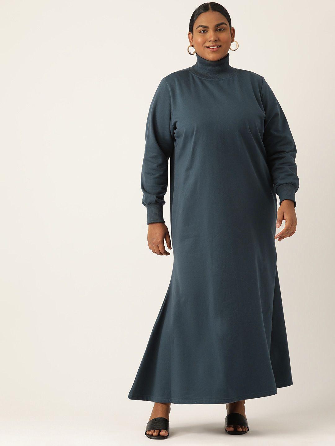 therebelinme plus size solid bishop sleeve maxi dress
