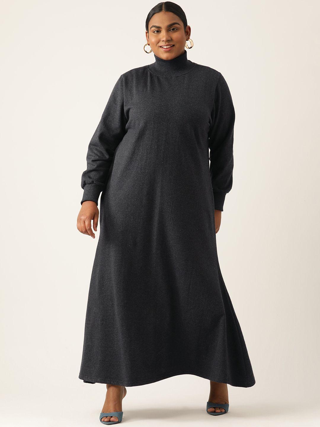 therebelinme plus size solid bishop sleeve maxi dress