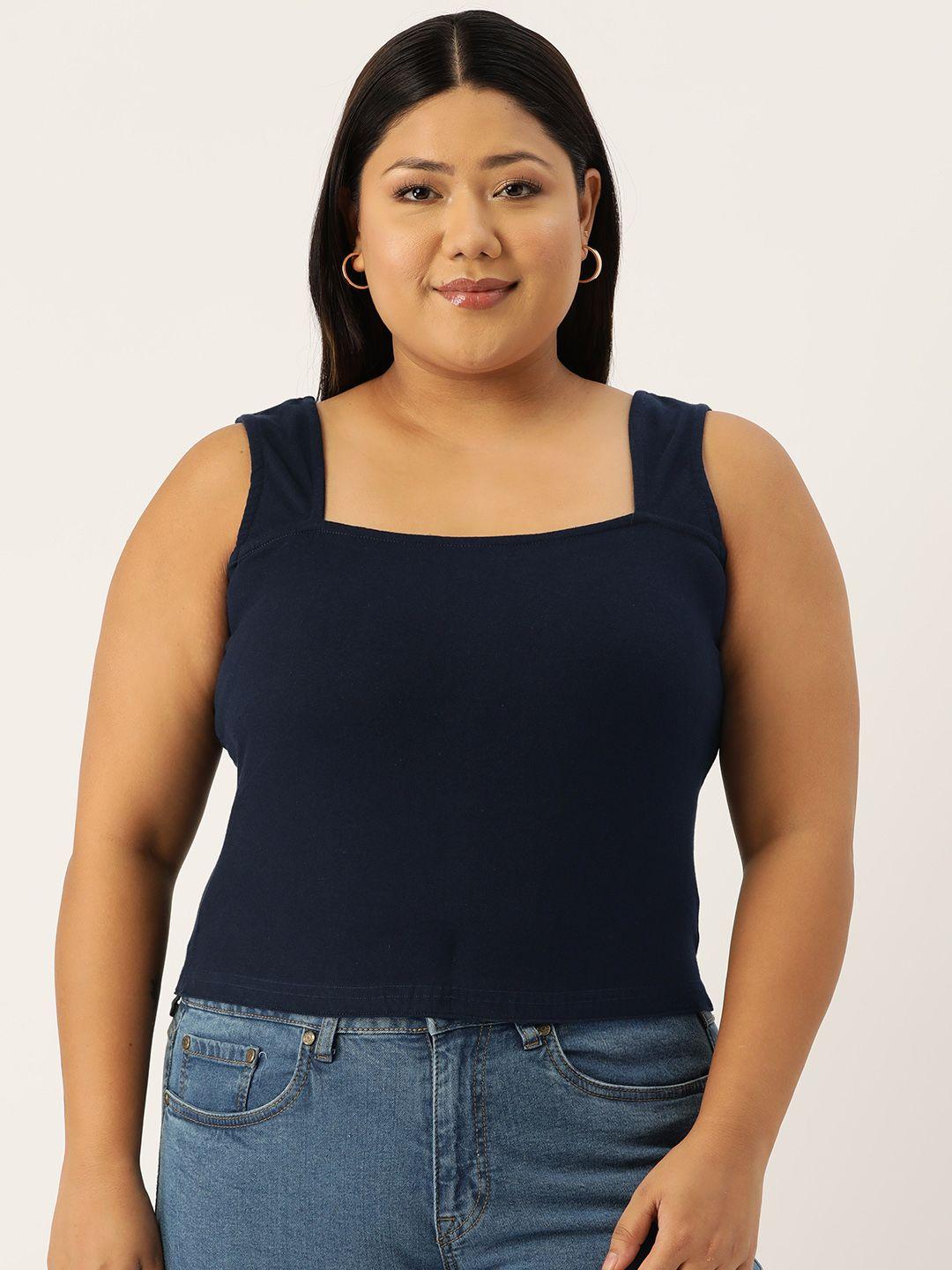 therebelinme plus size solid cotton crop top