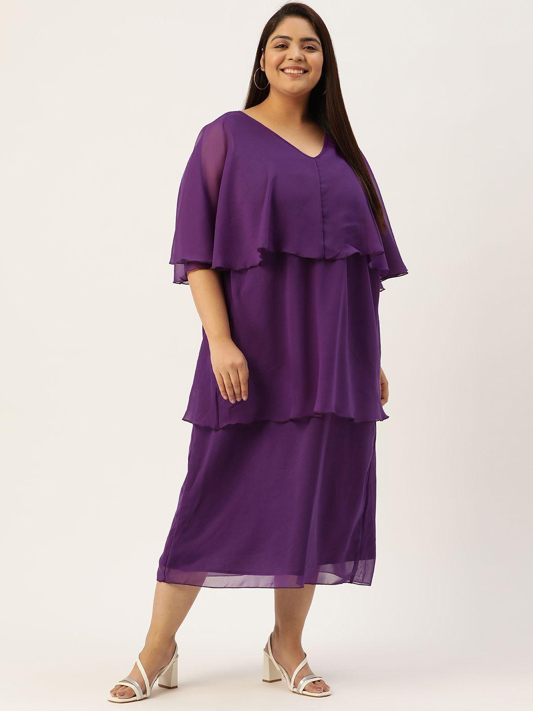 therebelinme plus size solid layered maxi dress