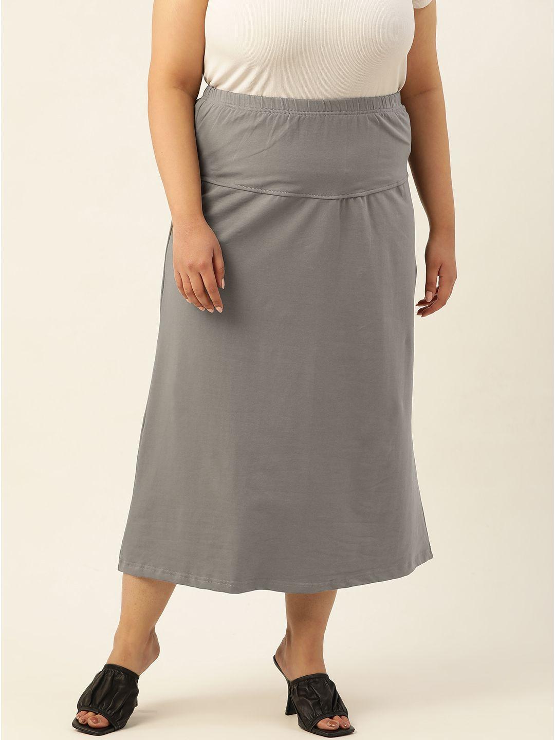 therebelinme plus size solid midi skirt