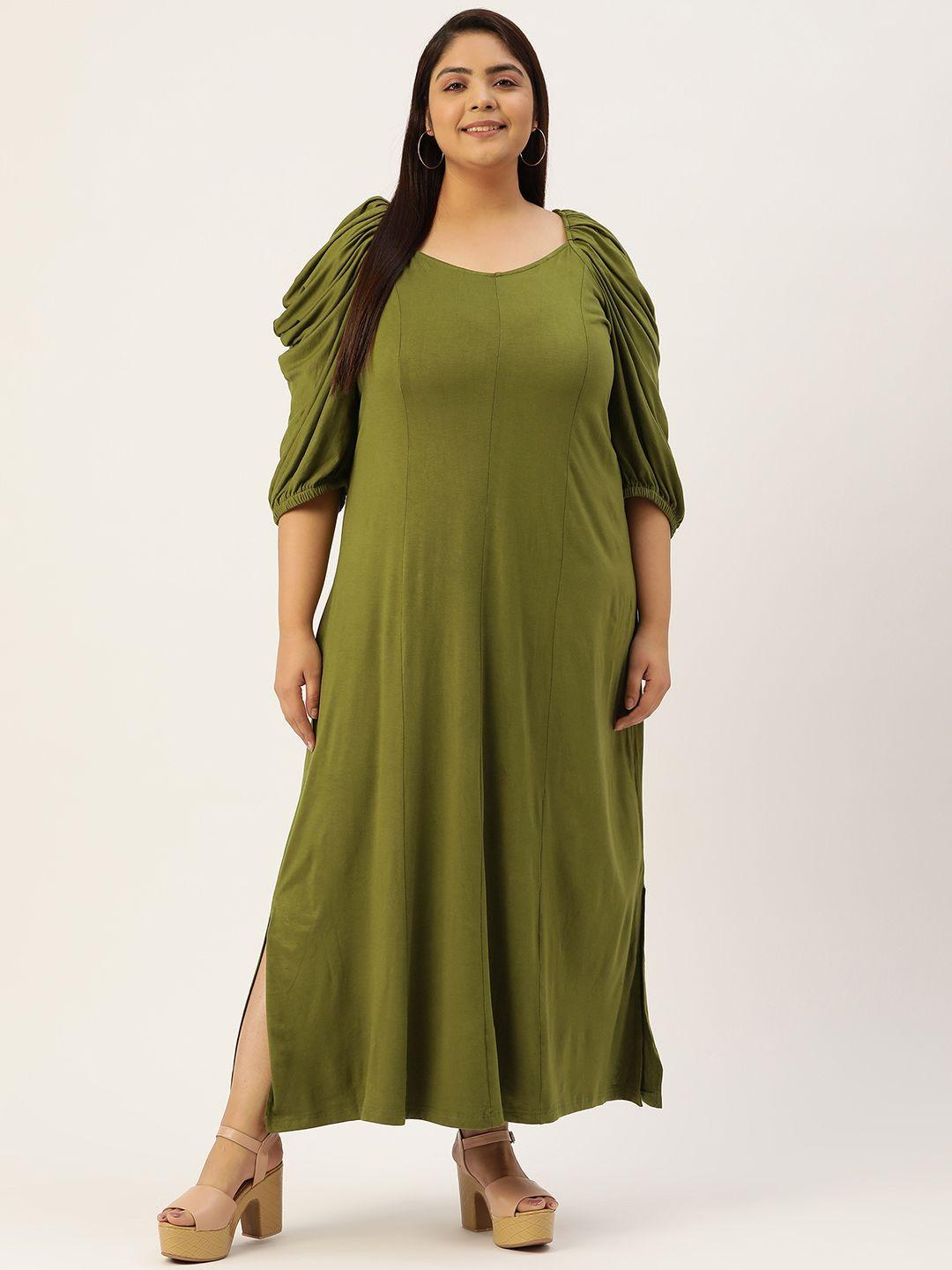 therebelinme plus size sweetheart neck puff sleeves maxi dress