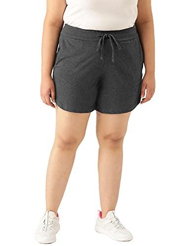 therebelinme plus size women's anthragrey/charcoal grey solid color cotton regular shorts with drawstring(xxxxxl)