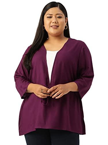 therebelinme plus size women's purple & white solid color regular top with tie-up detail(xxxxxxl)