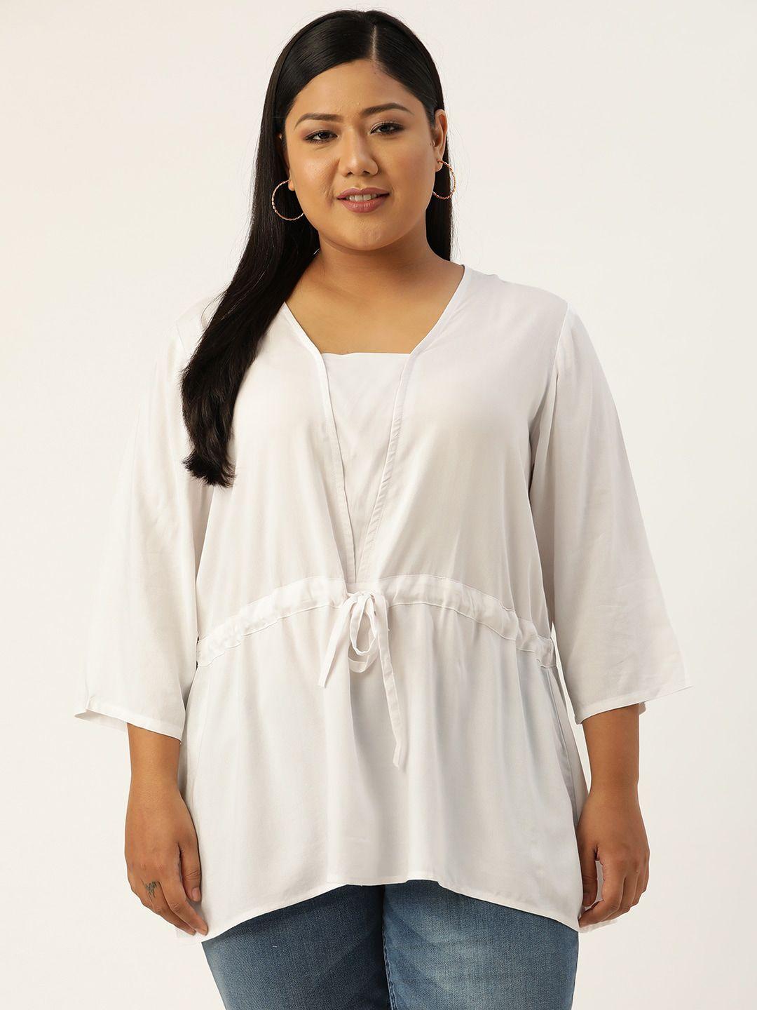 therebelinme plus size women's white cinched waist top