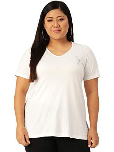 therebelinme plus size women's white solid color v-neck cotton t-shirt(xxxxxl)