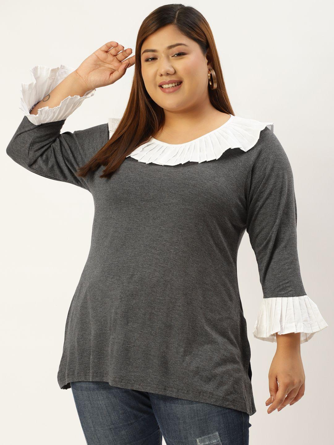 therebelinme plus size women charcoal grey solid top