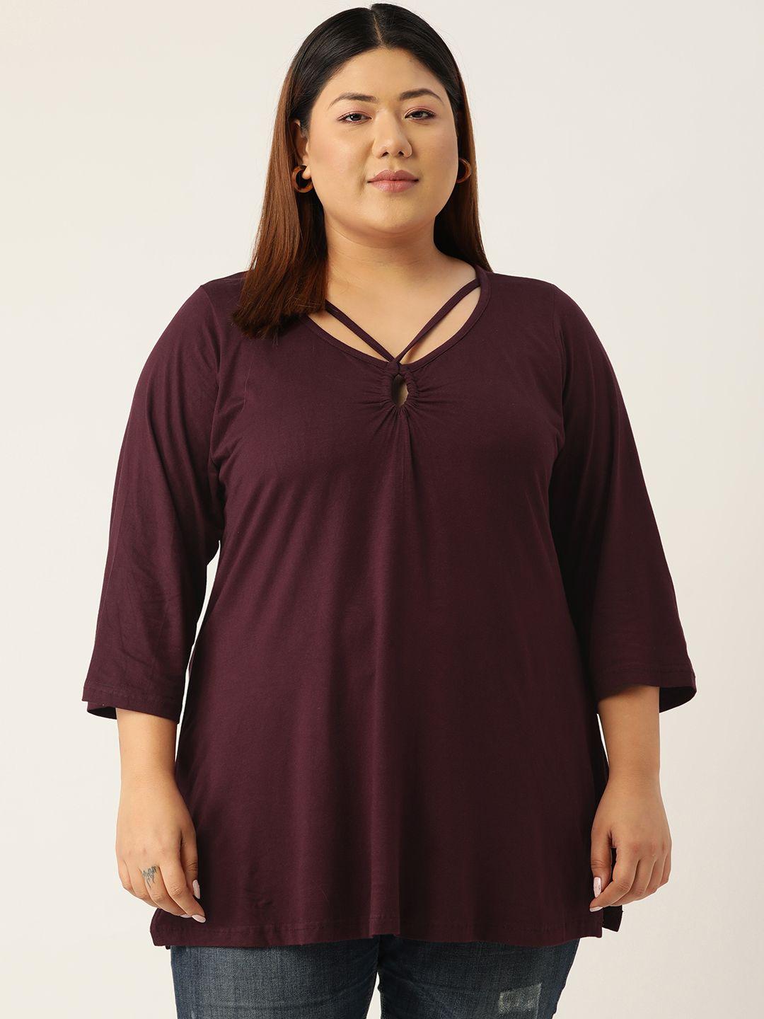 therebelinme plus size women keyhole neck longline top