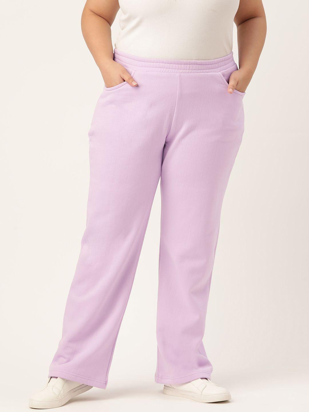 therebelinme plus size women lavender relaxed high-rise trousers