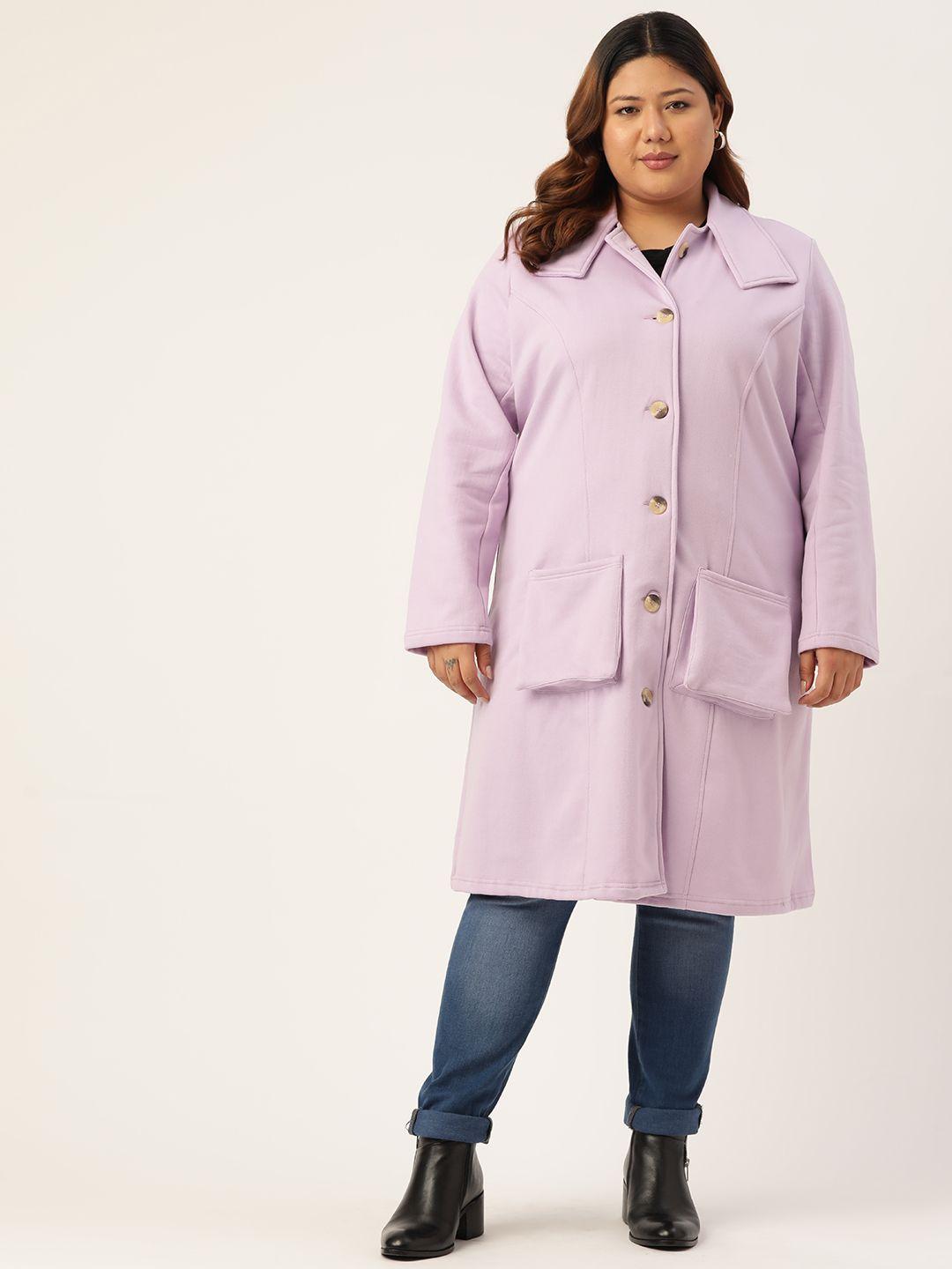 therebelinme plus size women lilac solid longline overcoat