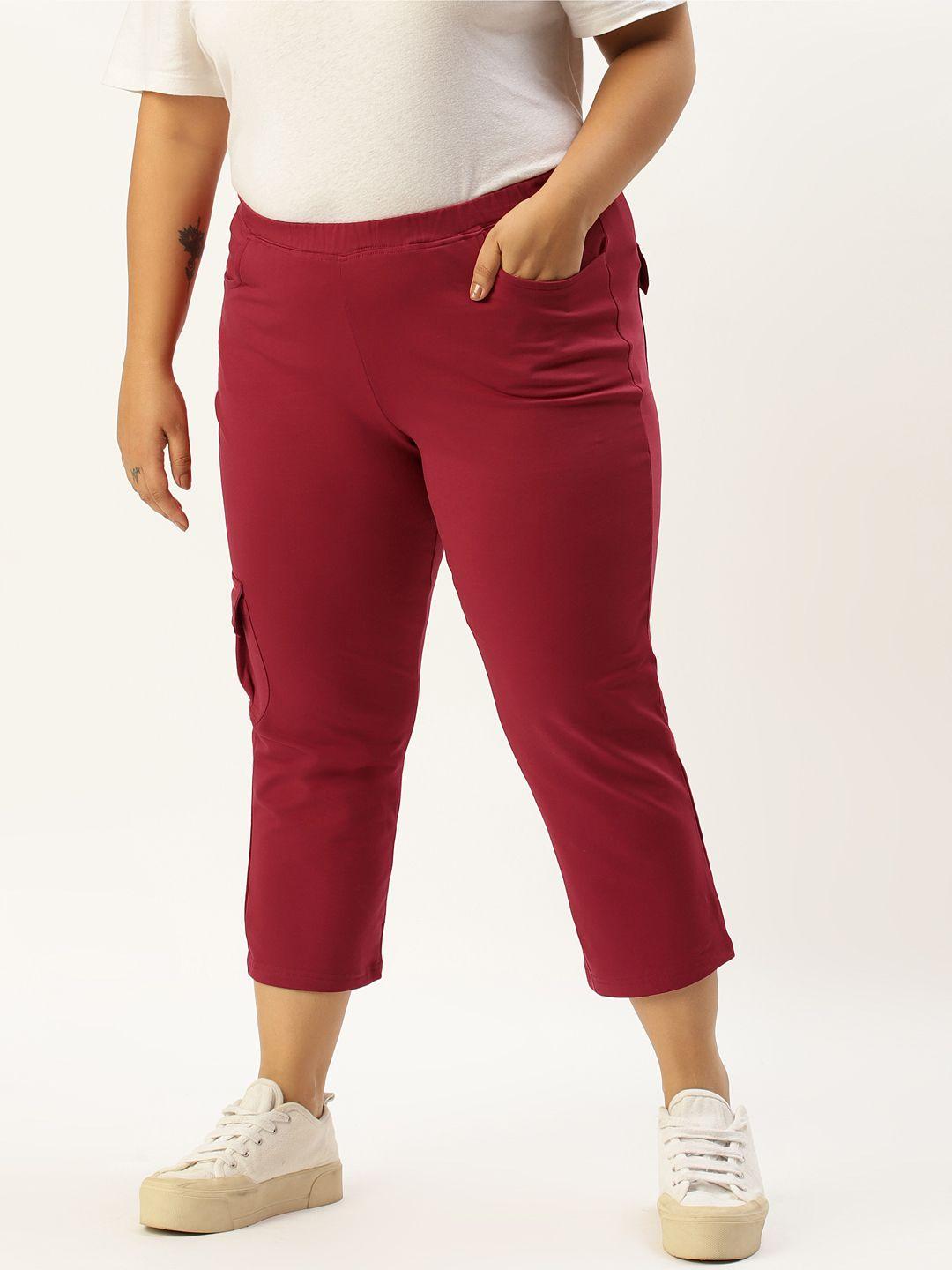 therebelinme plus size women maroon capris