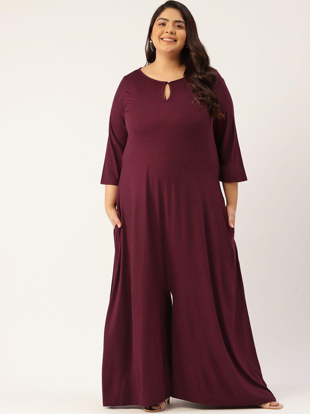 therebelinme plus size women purple culotte jumpsuit