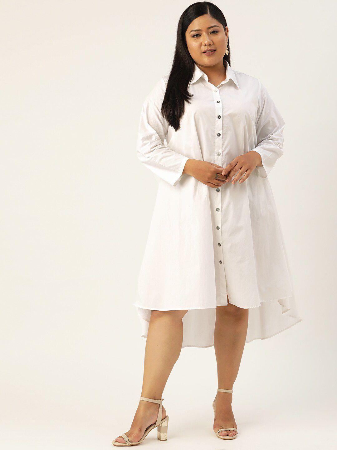 therebelinme plus size women white shirt midi dress