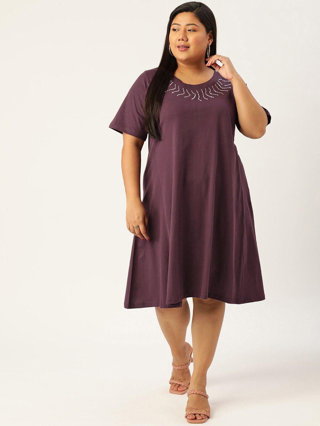 therebelinme purple  plus size a-line pure cotton dress