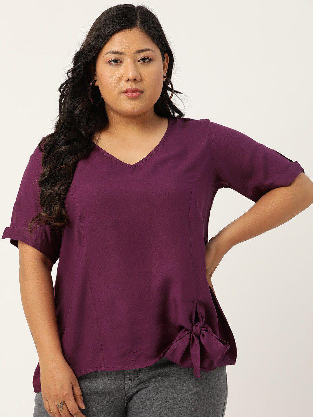 therebelinme purple v-neck plus size top