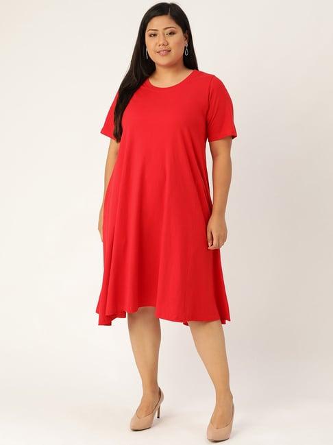 therebelinme red cotton a-line dress