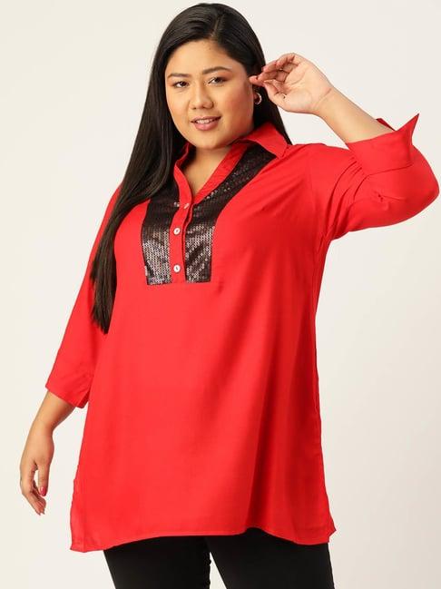 therebelinme red embellished tunic