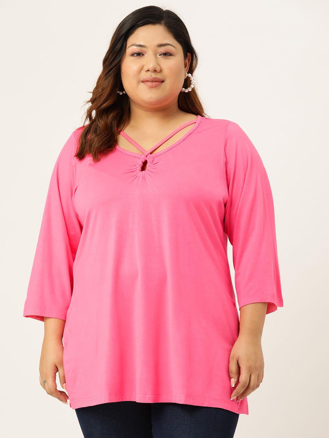 therebelinme solid plus size keyhole neck longline top