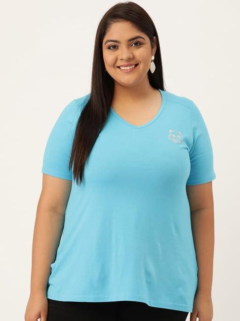 therebelinme turquoise v-neck t-shirt