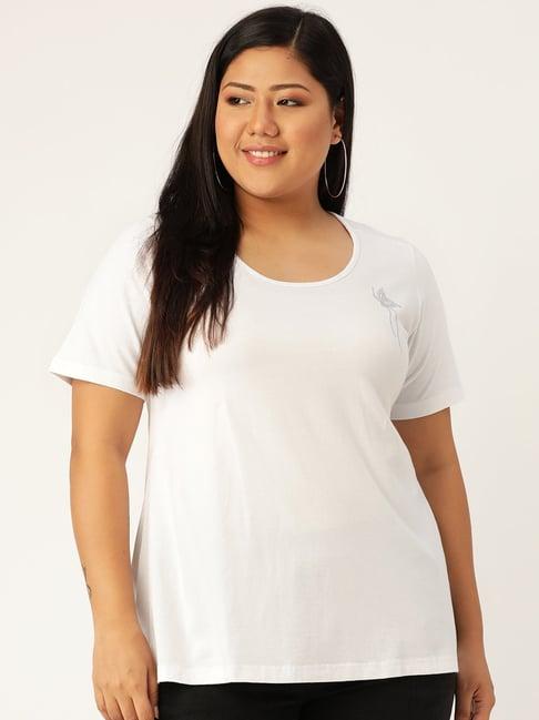 therebelinme white cotton embellished t-shirt