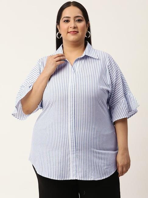 therebelinme white cotton striped top