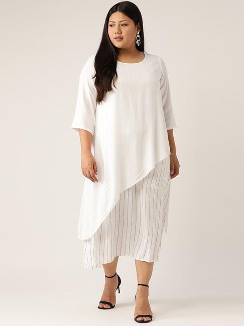 therebelinme white striped a-line dress