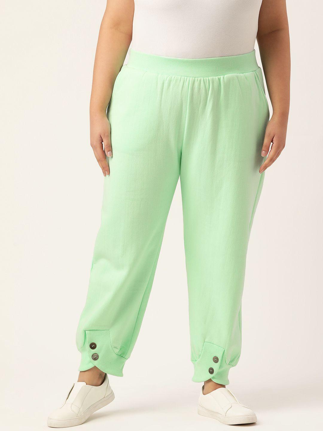therebelinme women green solid joggers