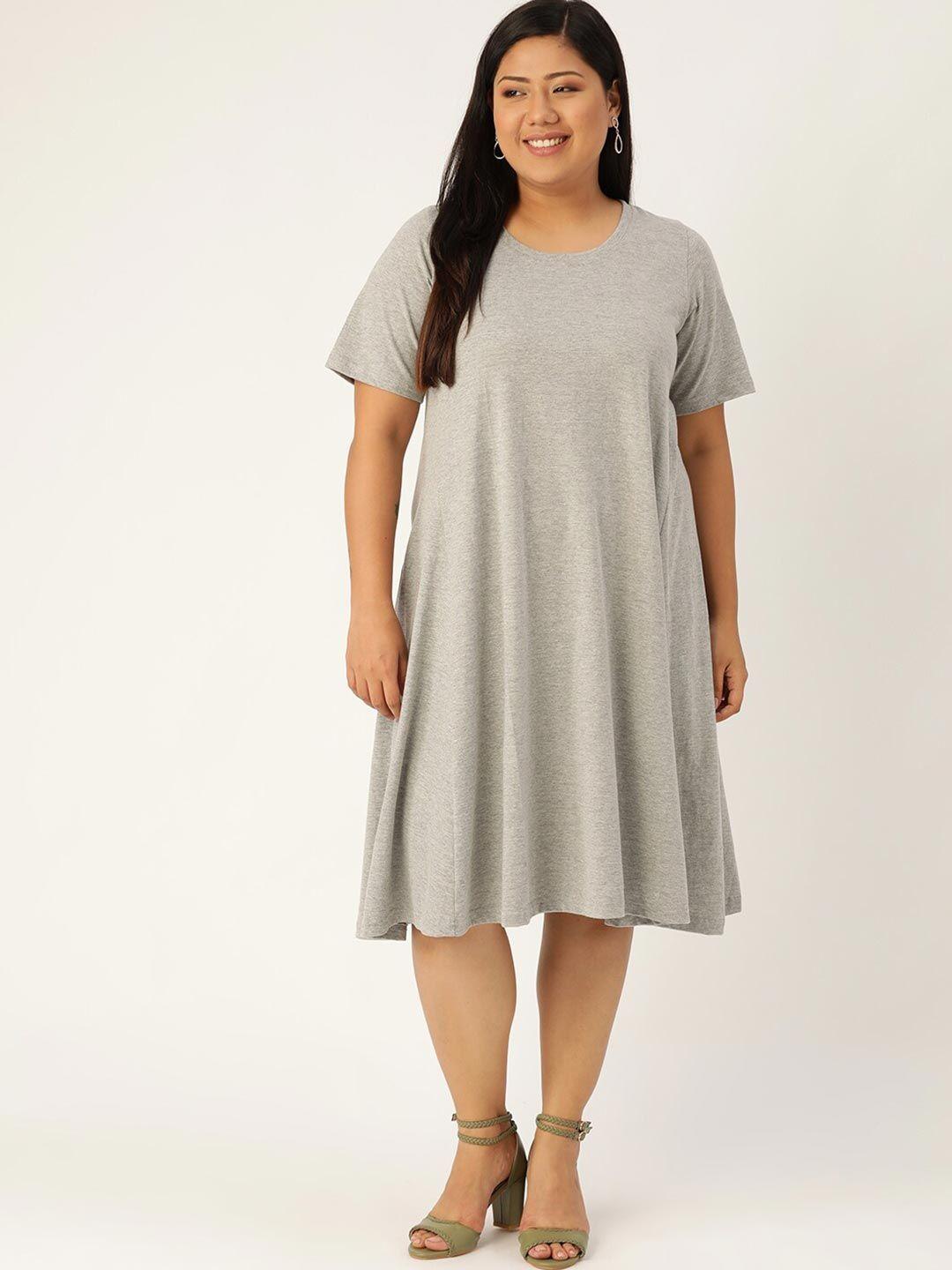 therebelinme women grey a-line dress