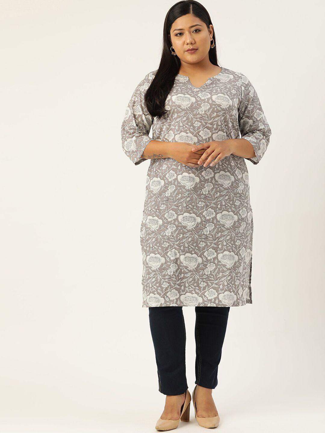 therebelinme women grey ethnic motifs kurta