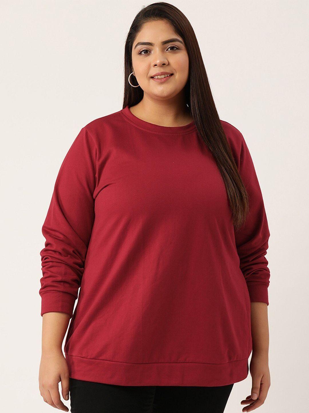 therebelinme women maroon fleece sweatshirt