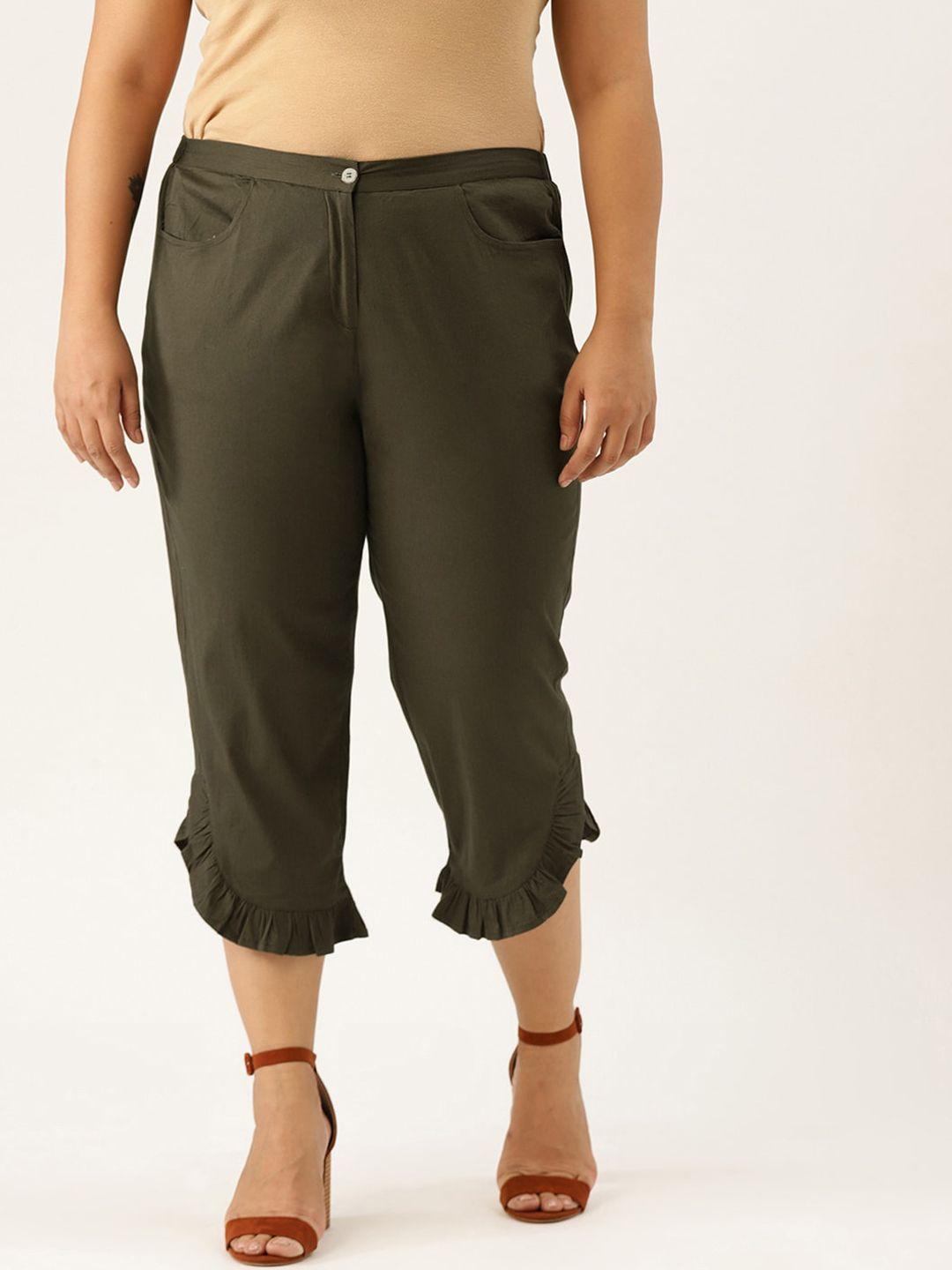 therebelinme women olive green capris