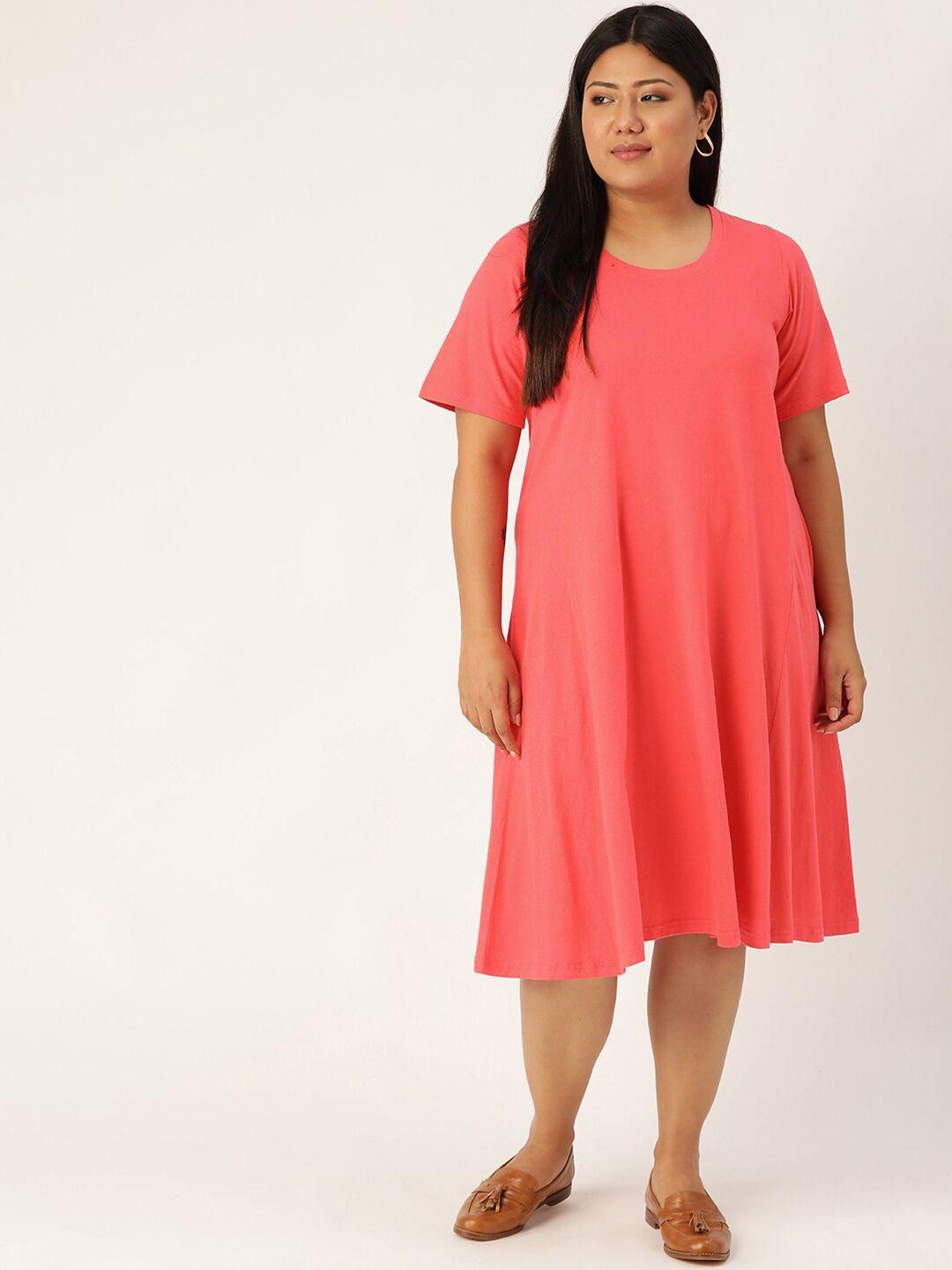 therebelinme women peach-coloured a-line dress