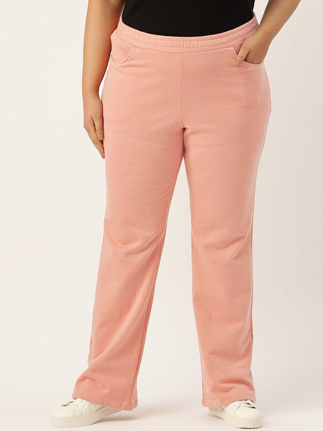 therebelinme women pink relaxed high-rise trousers