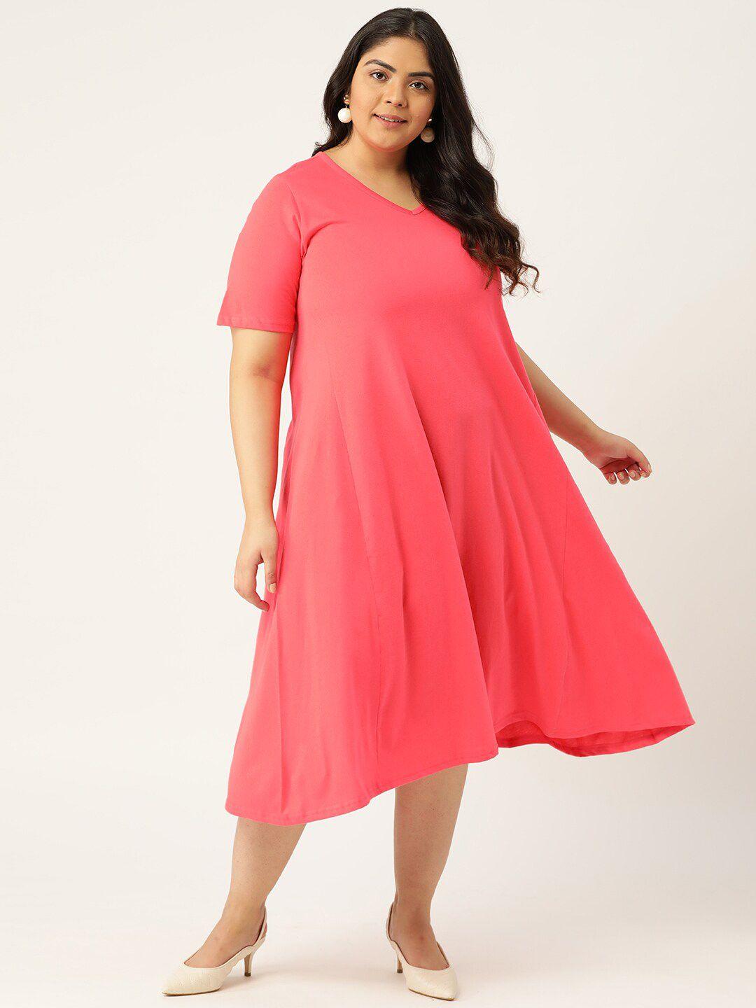 therebelinme women plus size  fuchsia a-line midi dress