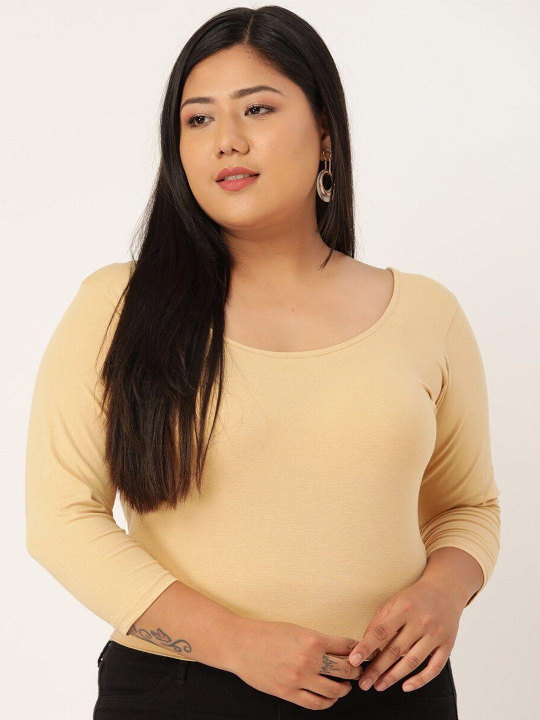 therebelinme women plus size beige cotton  crop top