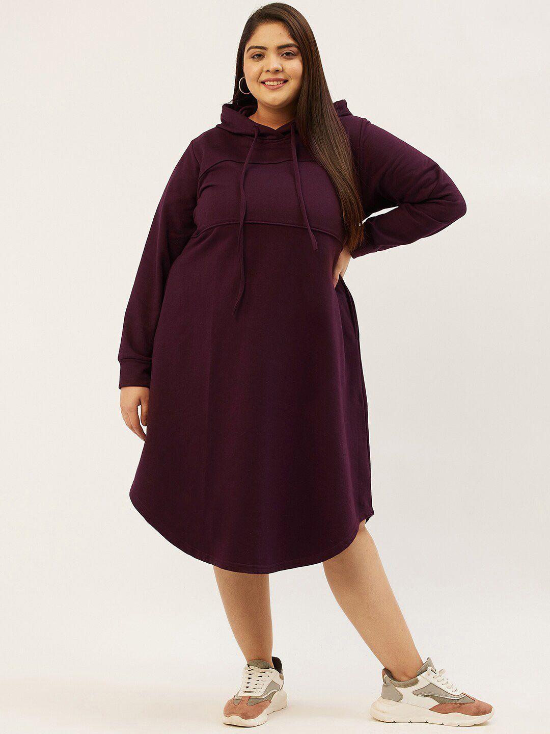 therebelinme women plus size burgundy a-line midi dress