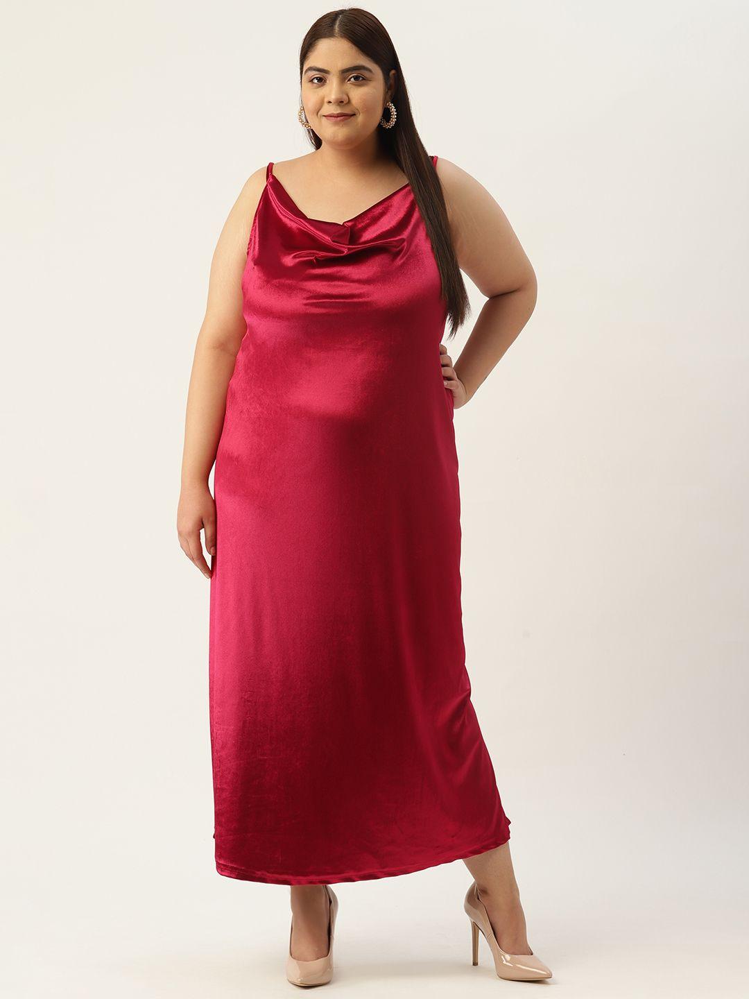 therebelinme women plus size cowl neck velvet a-line maxi dress