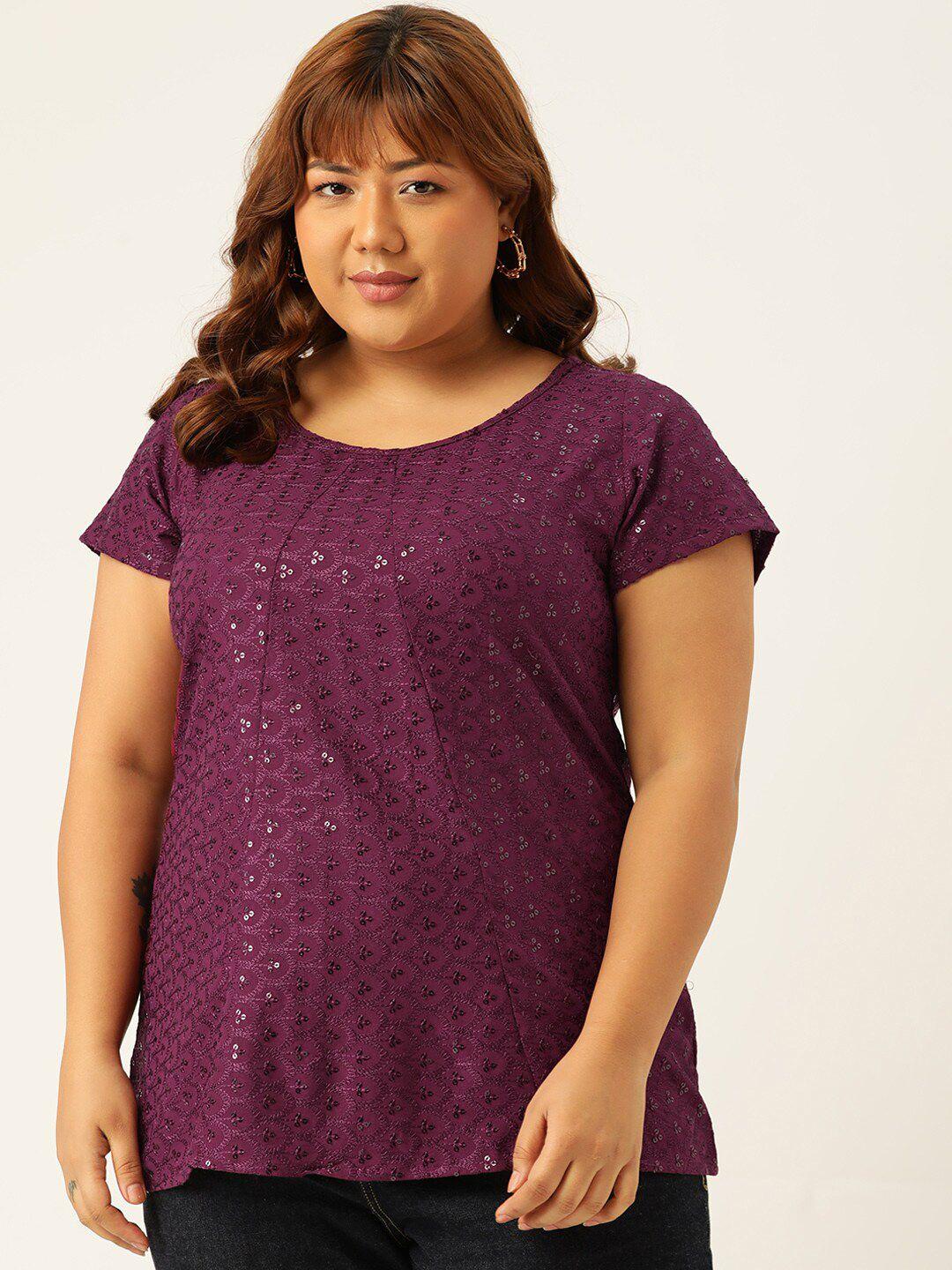 therebelinme women plus size purple embellished top