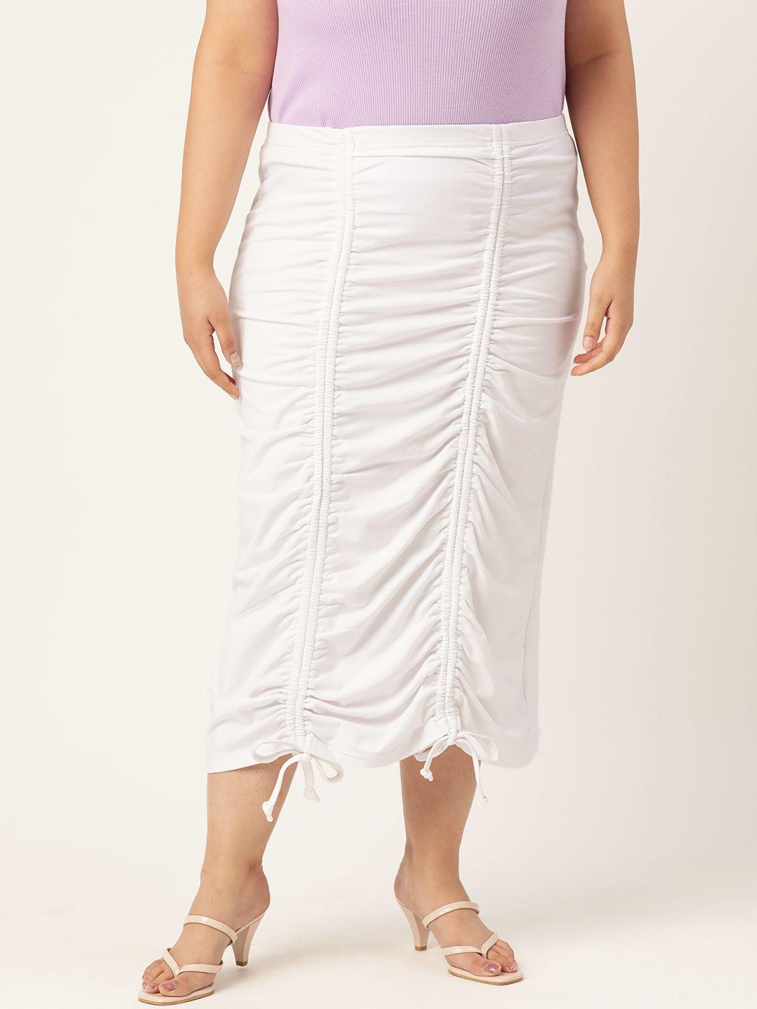 therebelinme women plus size ruched midi skirt