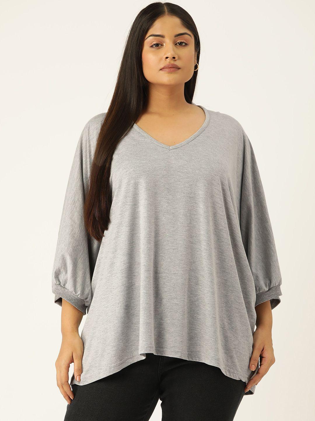 therebelinme women plus size solid puff sleeve cotton longline top