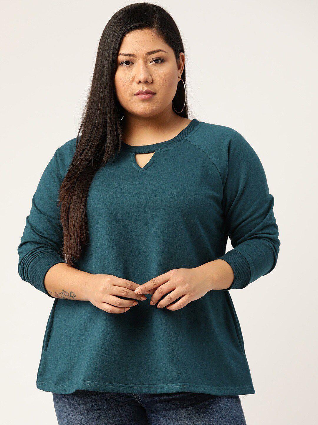 therebelinme women plus size teal sweatshirt