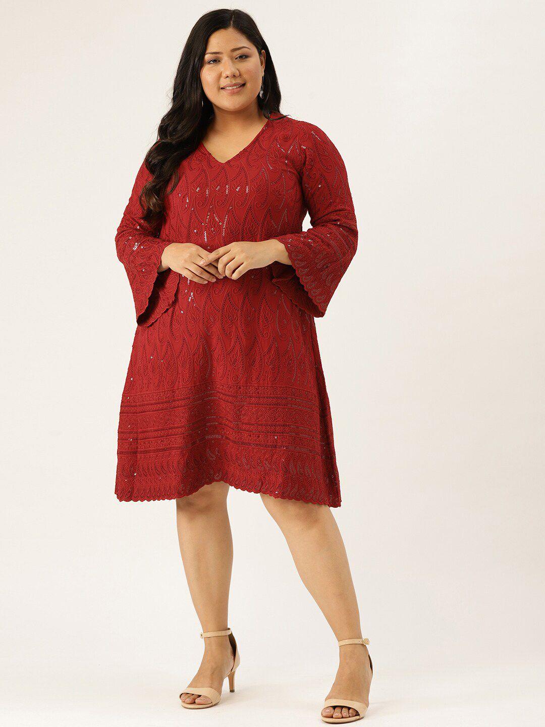 therebelinme women red a-line dress