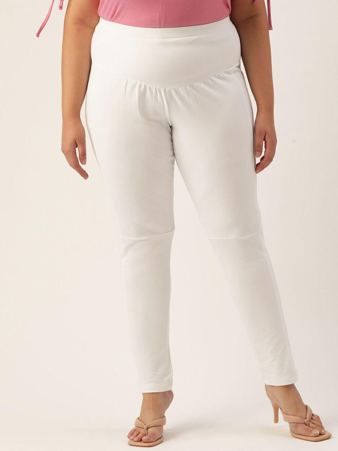 therebelinme women white smart straight fit high-rise trousers