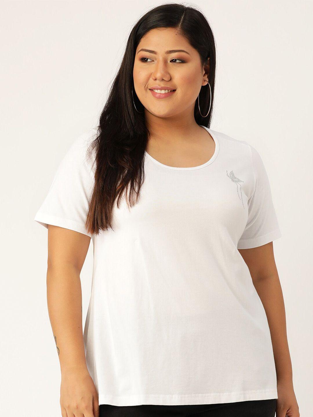 therebelinme women white solid  t-shirt