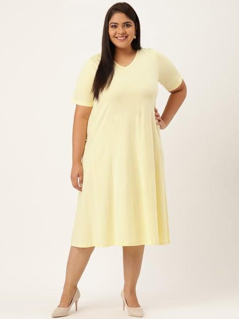 therebelinme yellow below knee a-line dress