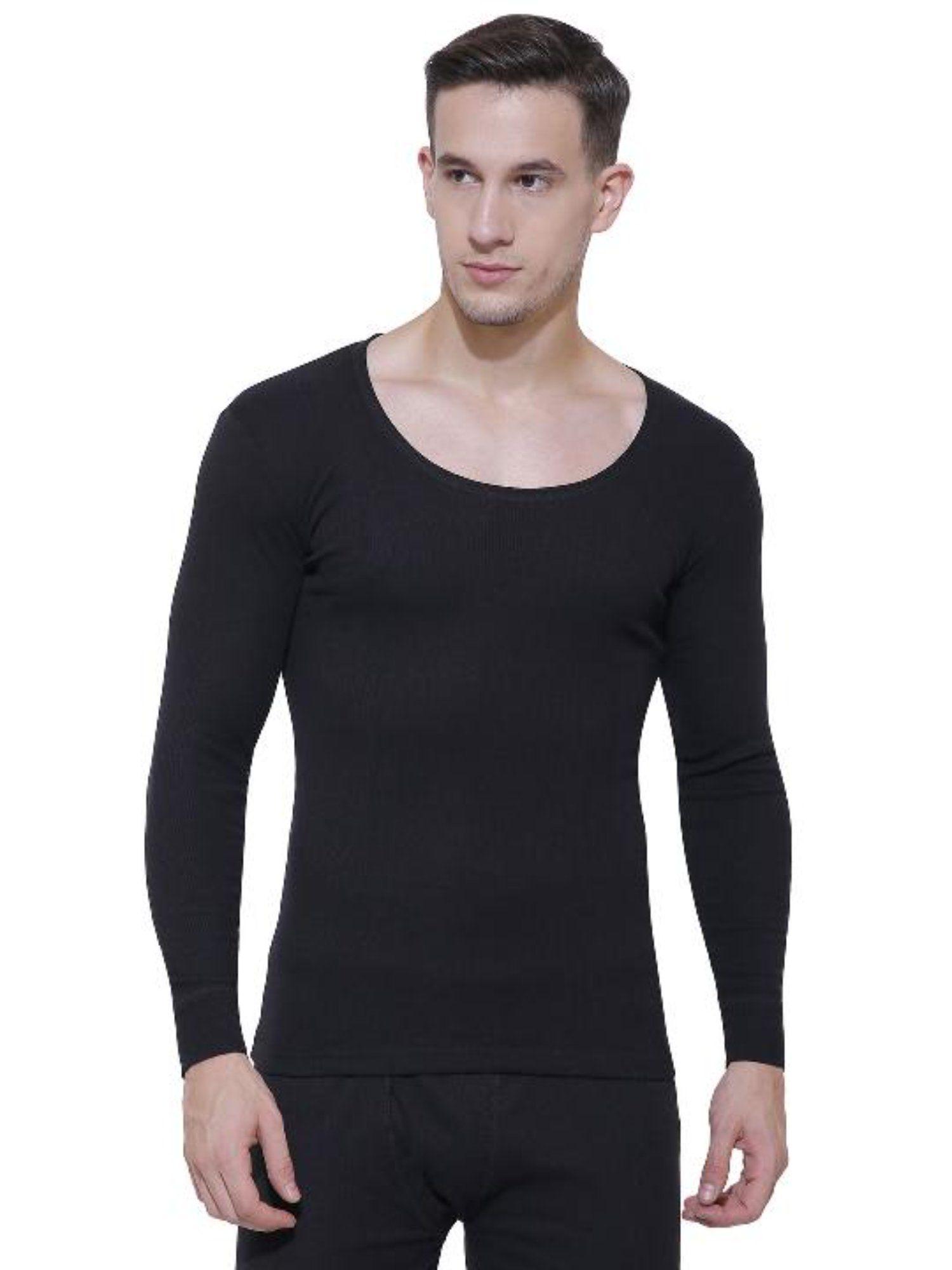 thermal top men round neck full sleeves black