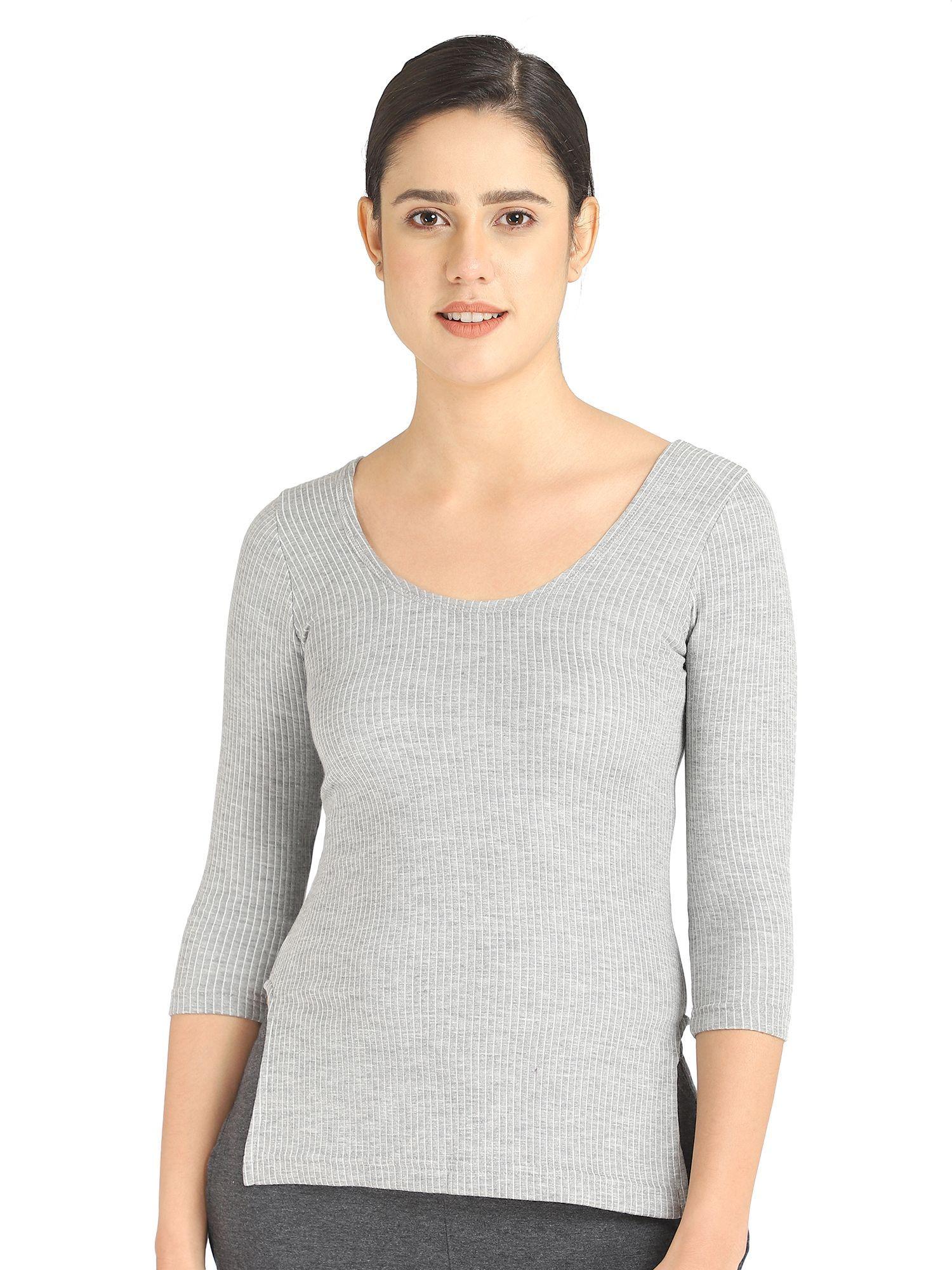 thermal women round neck three fourth sleeves top