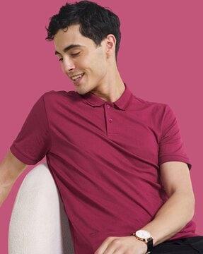 thermoregulating regular fit 2 button polo t-shirt