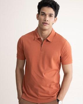 thermoregulating regular fit zipper polo t-shirt